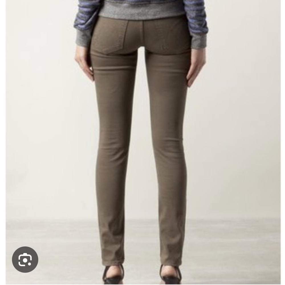 MOTHER Denim + Freja Limited Edition Skinny Jeans in‎ Olive Green Wash - Picture 2 of 10